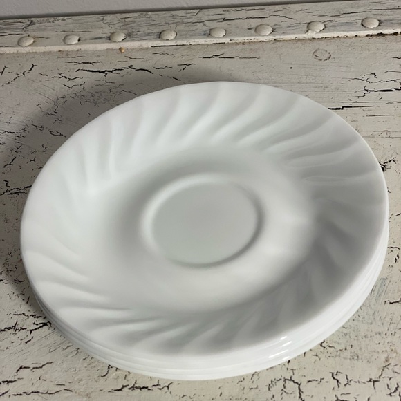 4 Corelle White Swirl Enhancements Saucers - Picture 6 of 7